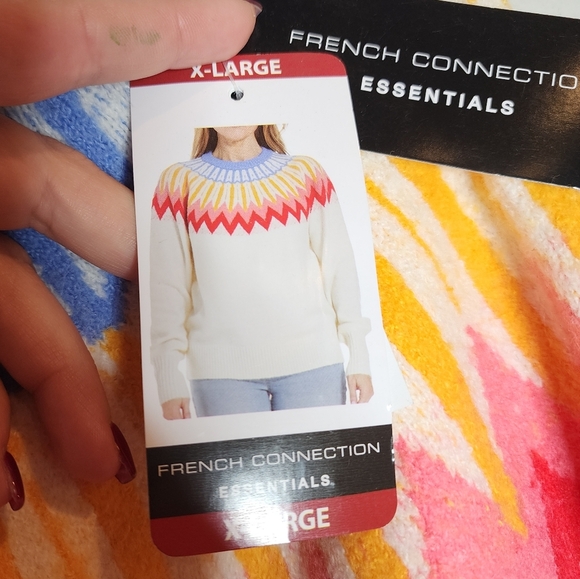 NWT French Connection Wool Blend Fair Isle Soft Sweater Size XL - Picture 10 of 15